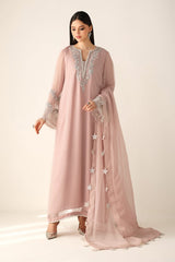 Baroque Peach Hand Wok Chiffon Embroidery Party Wear Collection 3piece Unstitched