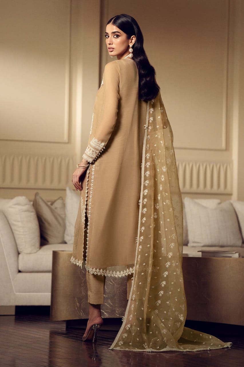 Baroque Brown Pure Cotton Lawn Embroidery Dress 3pc