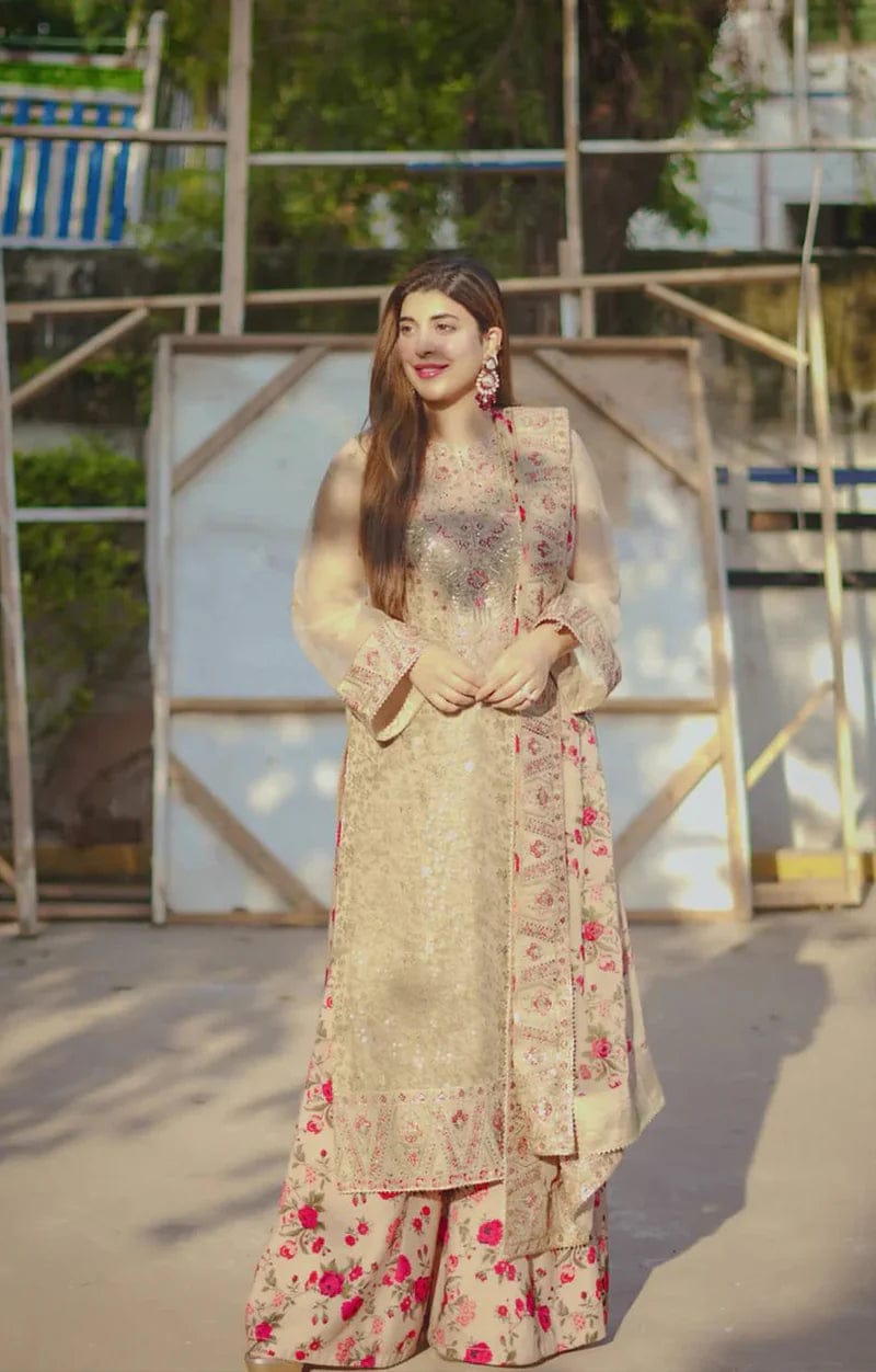 Aneelas Organza Embroidered 3 Piece Dress Unstitched