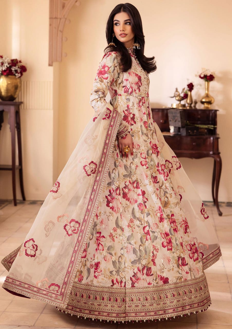 Iznik Peach Pure Lawn Embroidery Full Suit Flair Luxury Collection 3pc