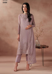 Zarif Tea Pink Exclusive Chiffon Emb Formal Collection 3piece Unsittched