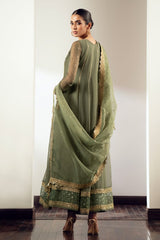 Baroque Green Wdding Collection organza Dress Maxi Unstitched