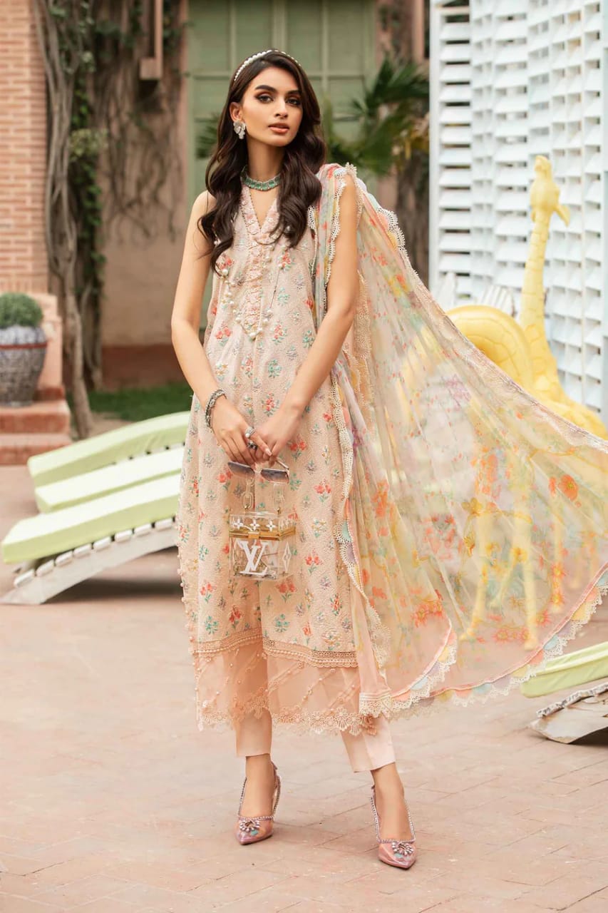 Maria B Peach New Arrival Pure Lawn Embroidery Collection