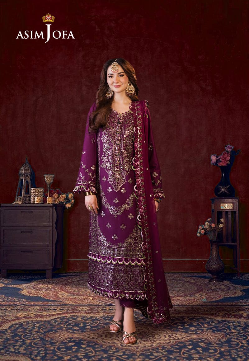 A.J Purple Chiffon Formal Collection Embroidery Unstitched