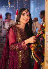 A.J Chiffon Maroon Embroidery 3Piece Unstitched