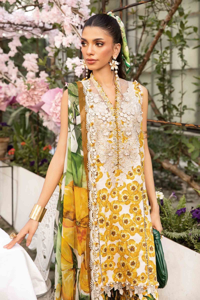 M.B Yellow Mprints 2025 Luxury Lawn Embroidered Collection Unstitched