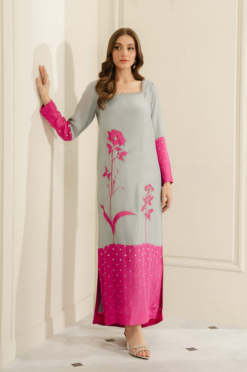 Lulusar Pink Swiss Lawn Embroidery 3piece Unstitched Dress
