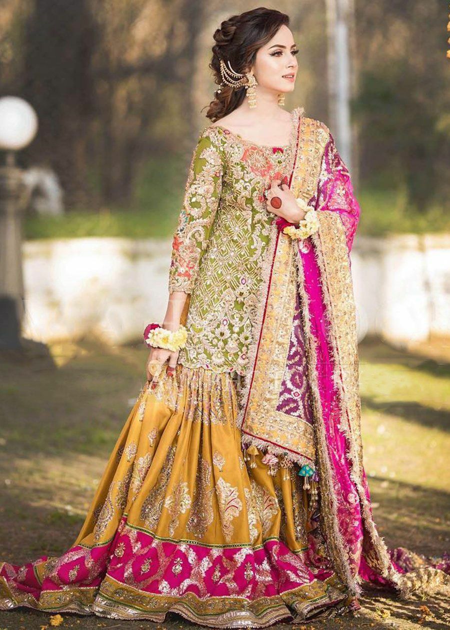 Mina Hassan Wedding Collection Gharara Multi Chiffon Fabric