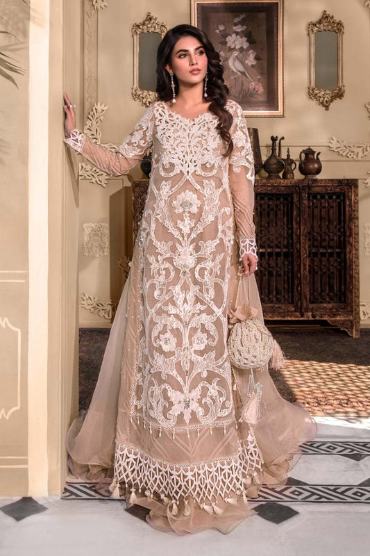 Maria B Peach Organza Embroidery Formal Collection 3pc Unstitched