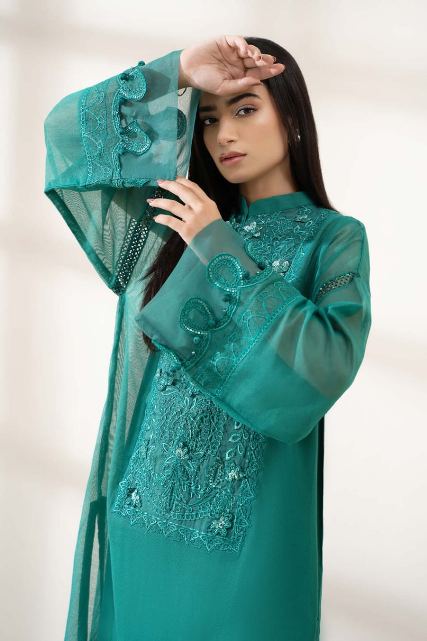 Maria b Green Organza Dress 3pc