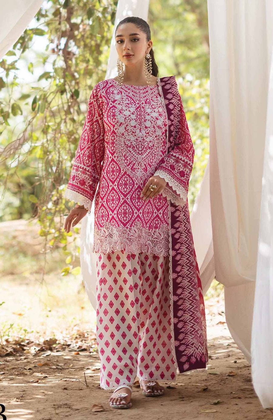 Zainab Chottani Pink Print & Embroidery Summer Collection