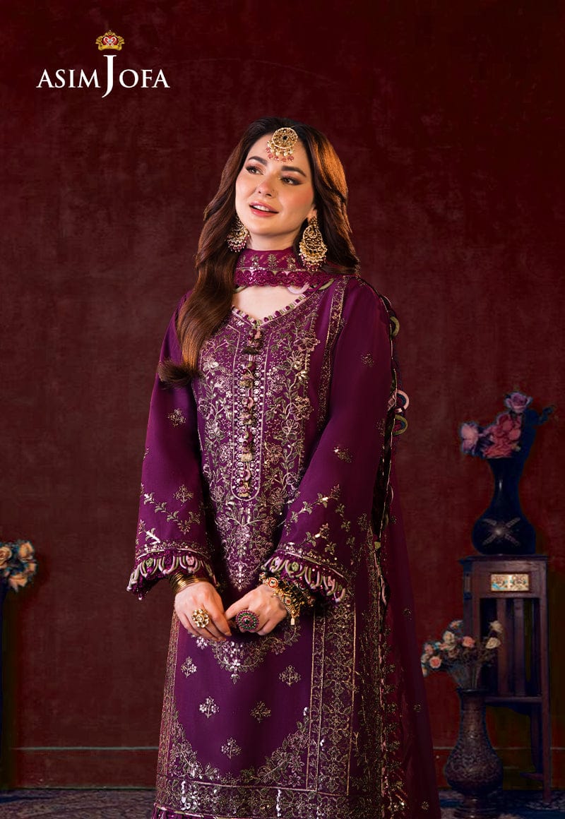 A.J Purple Chiffon Formal Collection Embroidery Unstitched