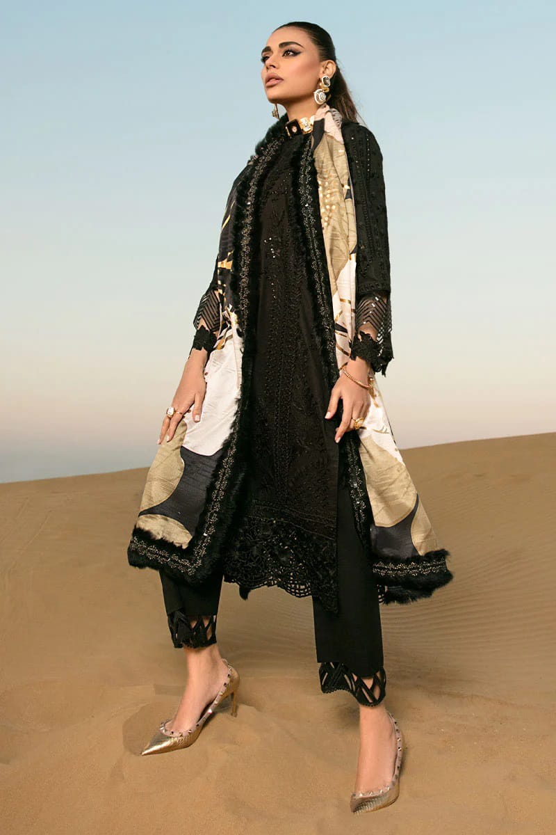 Rang Rasiya Lawn Black Embroidered Chikankari Luxury 3pc Unstitched