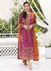 F.T.A Pink Wedding Collection Hand Work Chiffon Dress