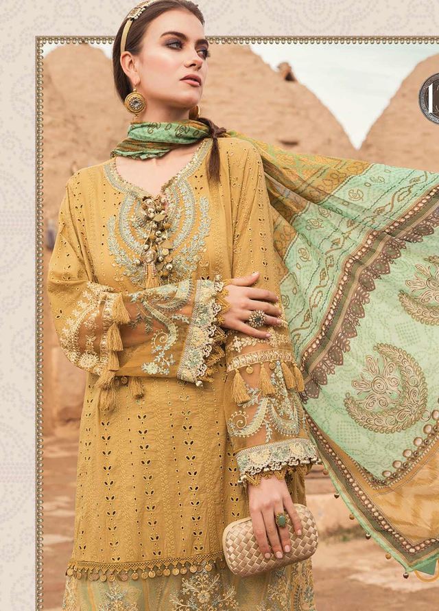 M.B Mustard Lawn Summer Collection Emb 3pc Unstitched