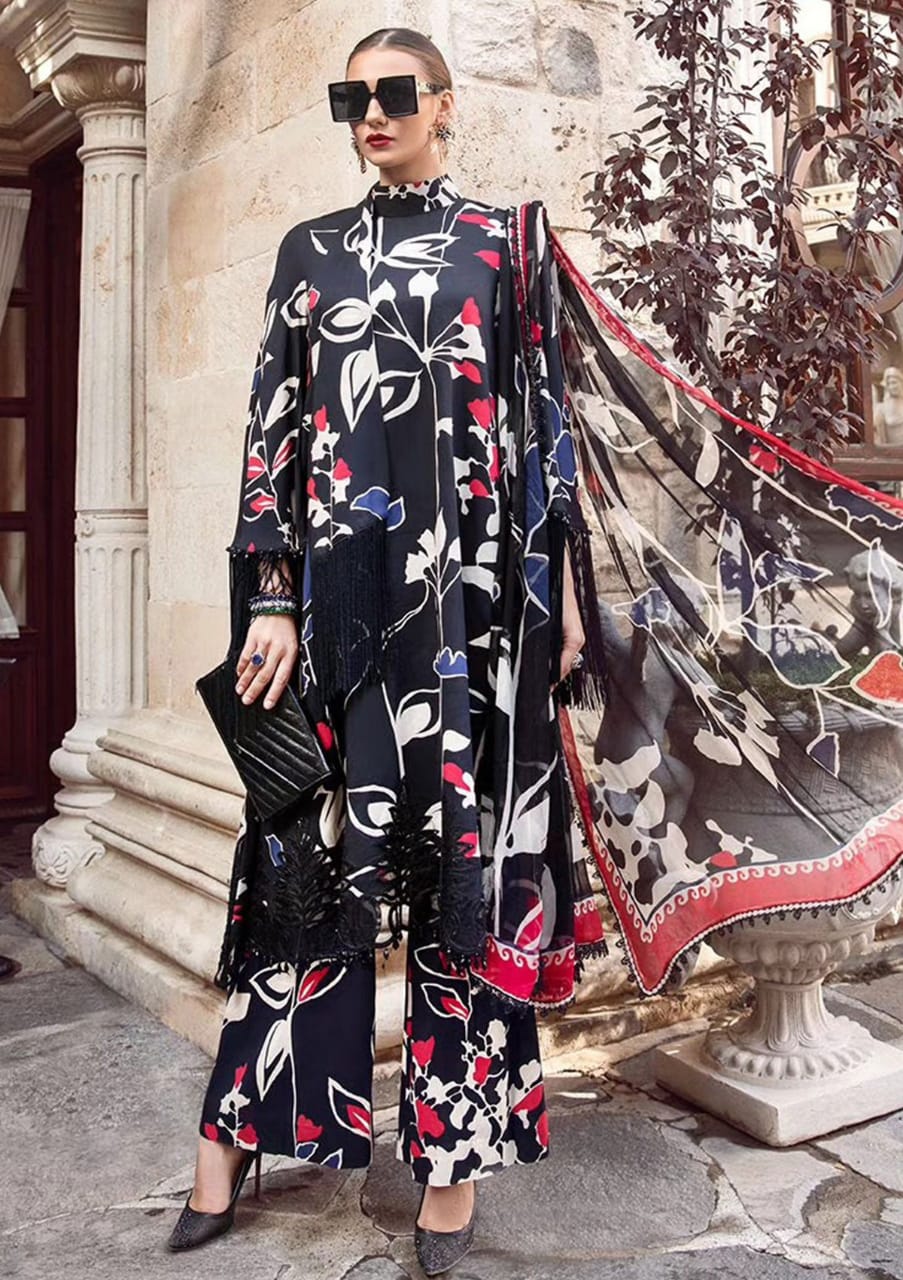 Maria B Black Pure Lawn Embroidery New Arrival 3PC