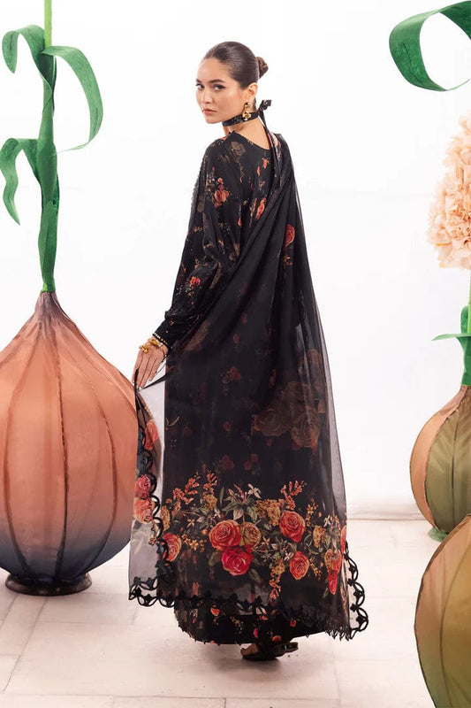 Iznik Black Pure Lawn Embroidery Dress 3pc Unstitched