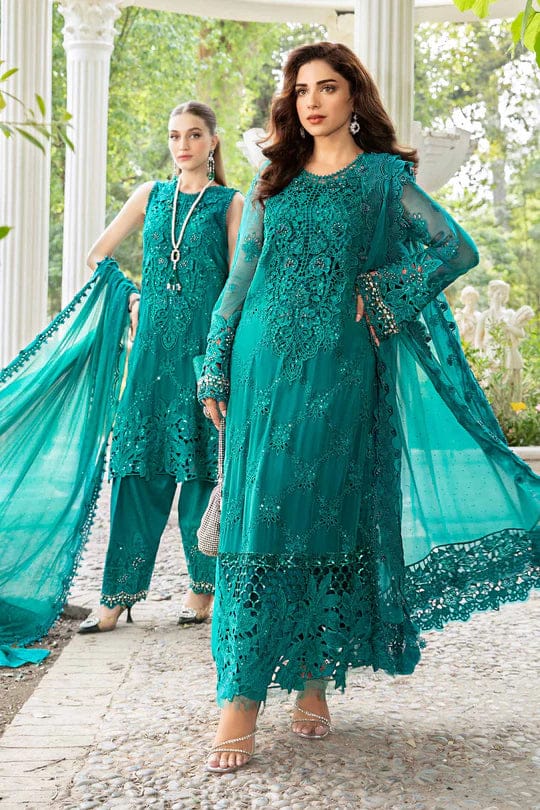 Maria B C Green Chiffon Embroidery Formal Collection 3pc Dress