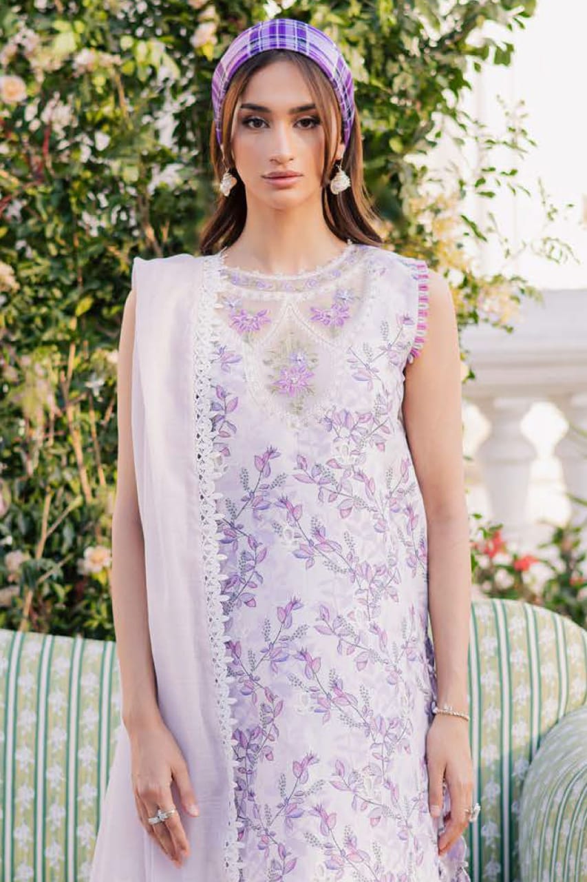 GoodLuck Swiss Lawn WhIte Embroidery Chikankari 3piece Unstitched