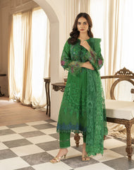 M.B Green Lawn Chikankari Embroidery 3pc Unstitched Dress