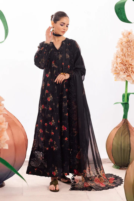 Iznik Black Pure Lawn Embroidery Dress 3pc Unstitched