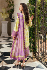 Jade Embroidery Yellow & Purple Floral Luxury Lawn Dress 3Piece Unstitched