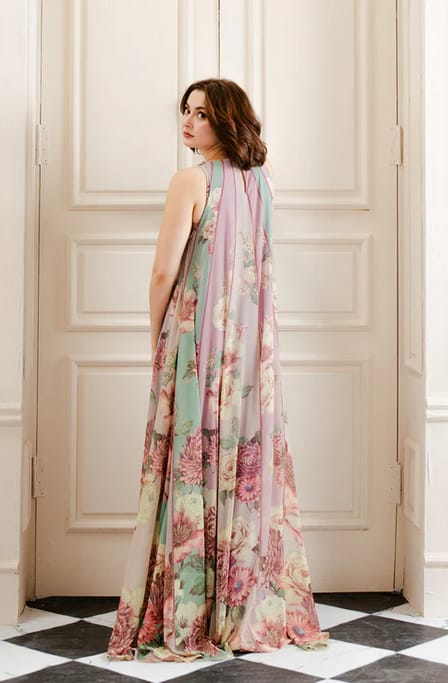 Lulusar Silk Pink Digital Flare Shirt Hand Work 3pc