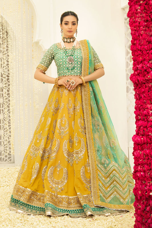 Maria B Yellow Wedding Collection Maxi Soft Net Unstitched