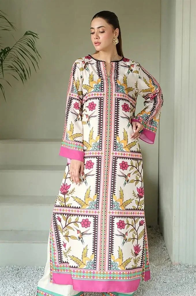 Lulusar Silk Digital Printed Multi Floral 3PC Unstitched Dress