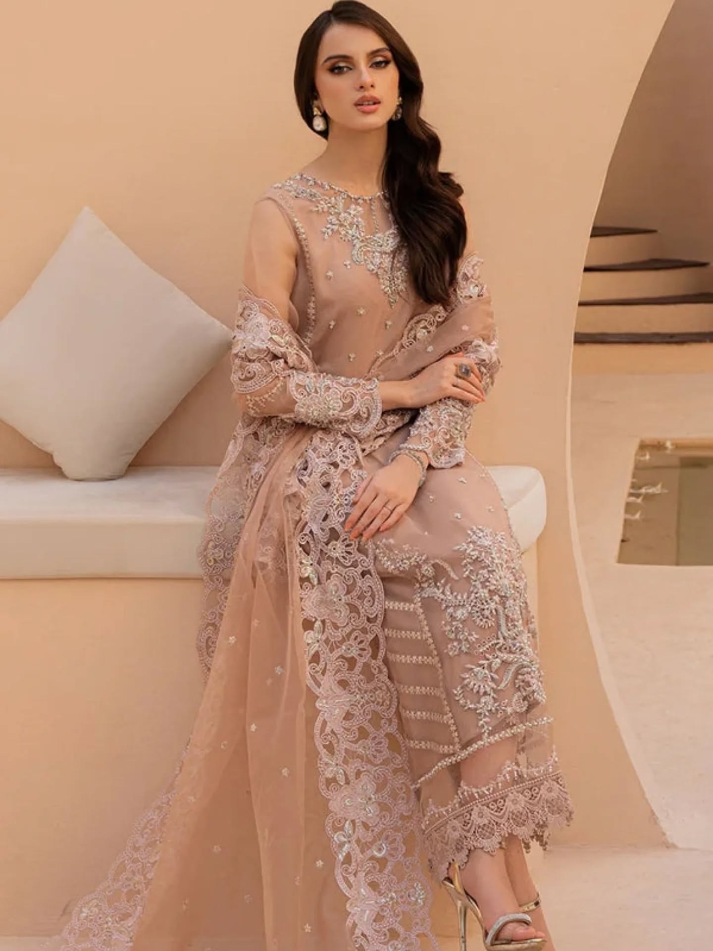 Mushq Luxury Organza Collection Embroidered Hand Work 3 Piece Unstitched