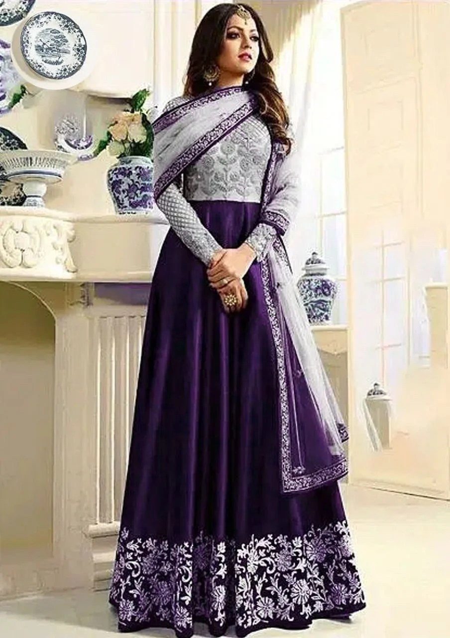 Designer Wear Formal Collection Chiffon Maxi Purple