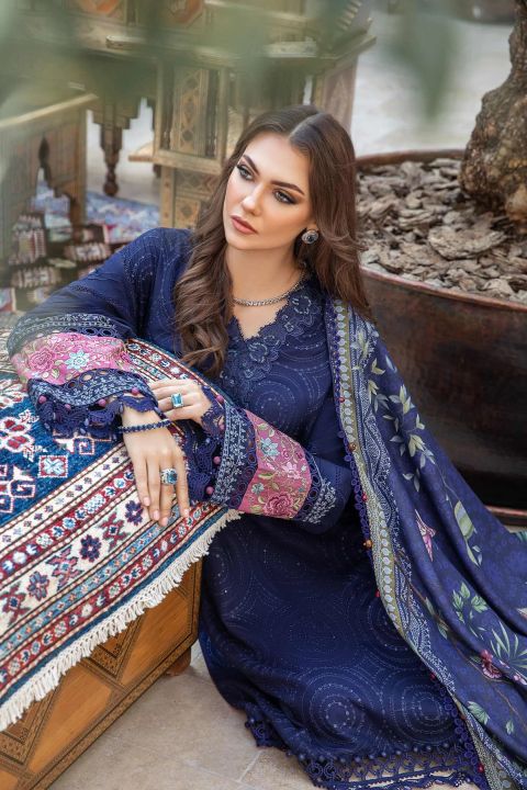 Maria B Blue D Pure Lawn Embroidery 3PC
