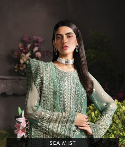 AFROZEH GREEN FORMAL COLLECTION 3PC DRESS