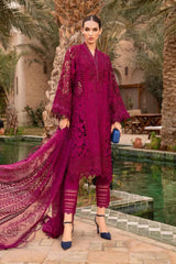 Maria B Maroon Lawn Embroidery Chikankari Dress 3pc New Arrival