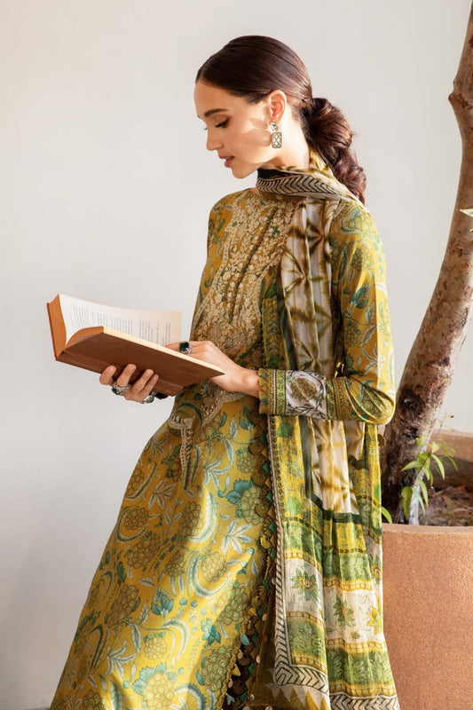 Maria B Green Printed Lawn Embroidery 3piece Unstitched