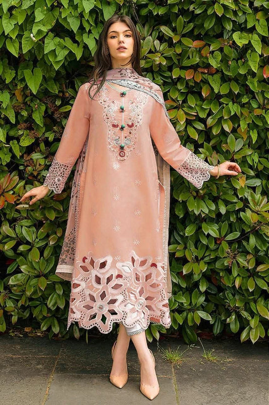 Azure Peach Organza Dress Party Wear Collection 3pc Unstitched