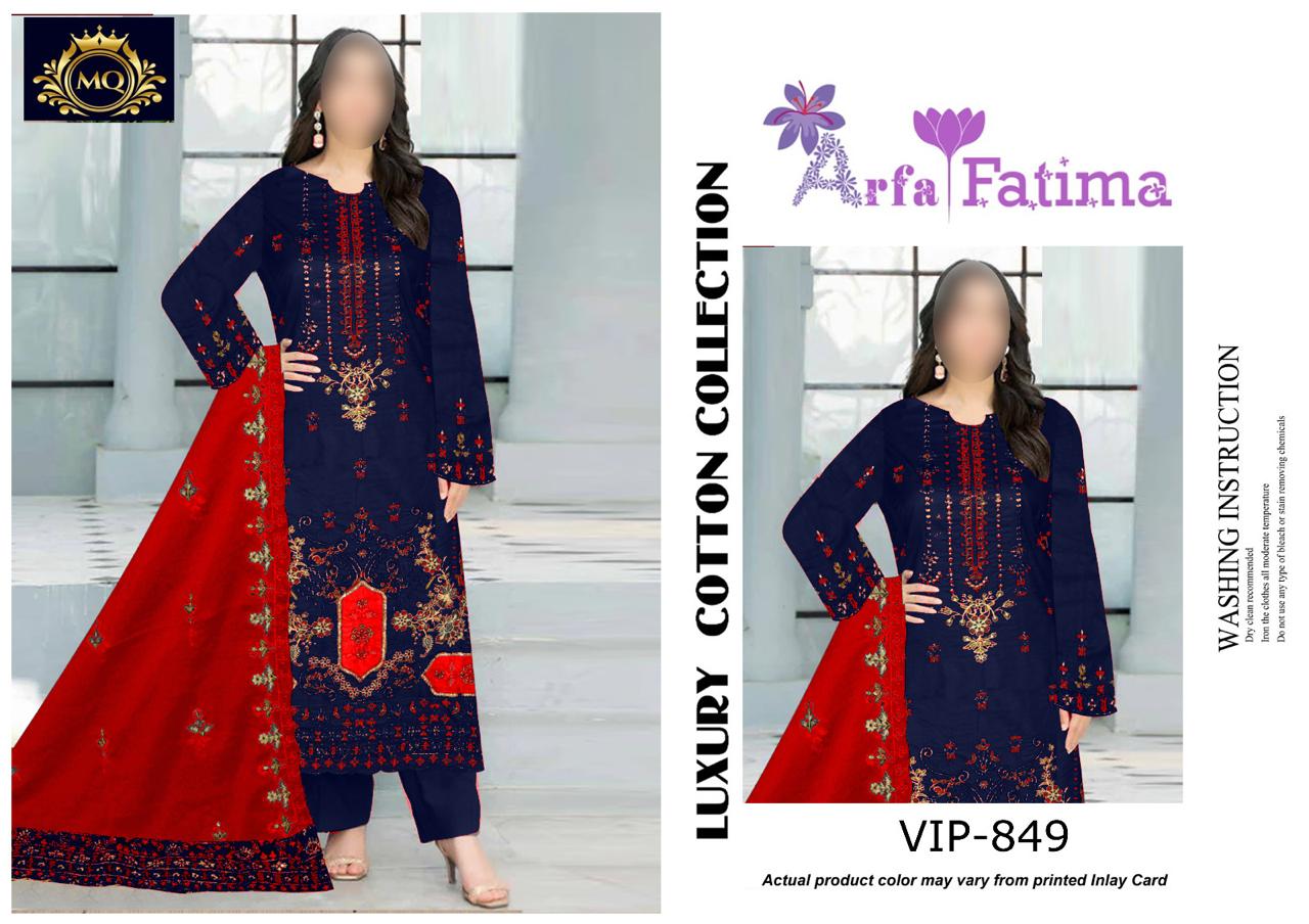 Goodluck Blue Red Luxury Lawn Embroidery Chikankari 3Piece Unstitched