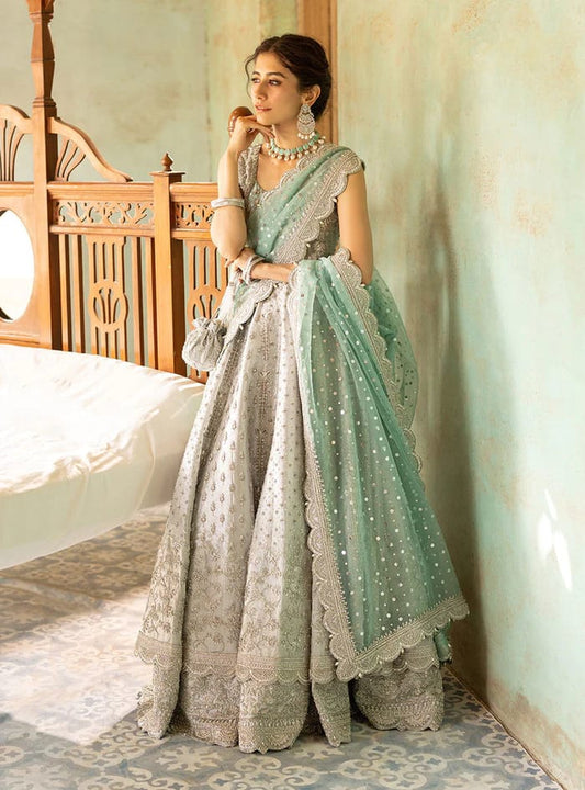 Zainab Chottani Silver Wedding Collection Maxi Soft Net Fabric