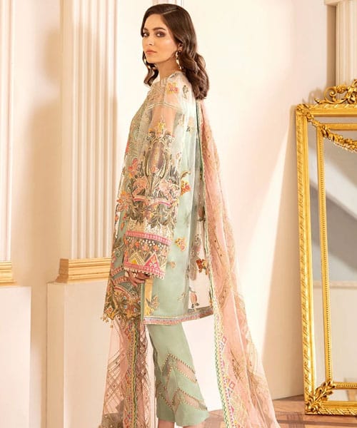 Baroque Green Soft Net Embroidery Formal Collection 3pc
