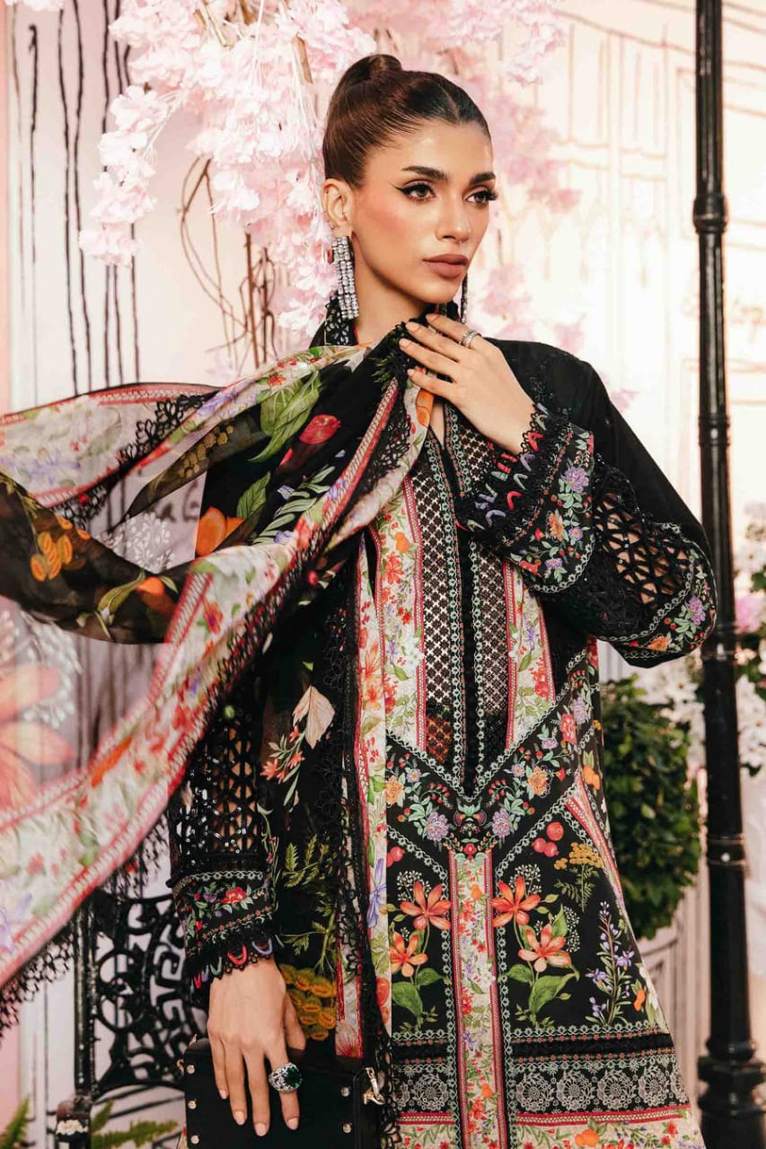 M.B Black Mprints 2025 Luxury Lawn Embroidered Collection Unstitched