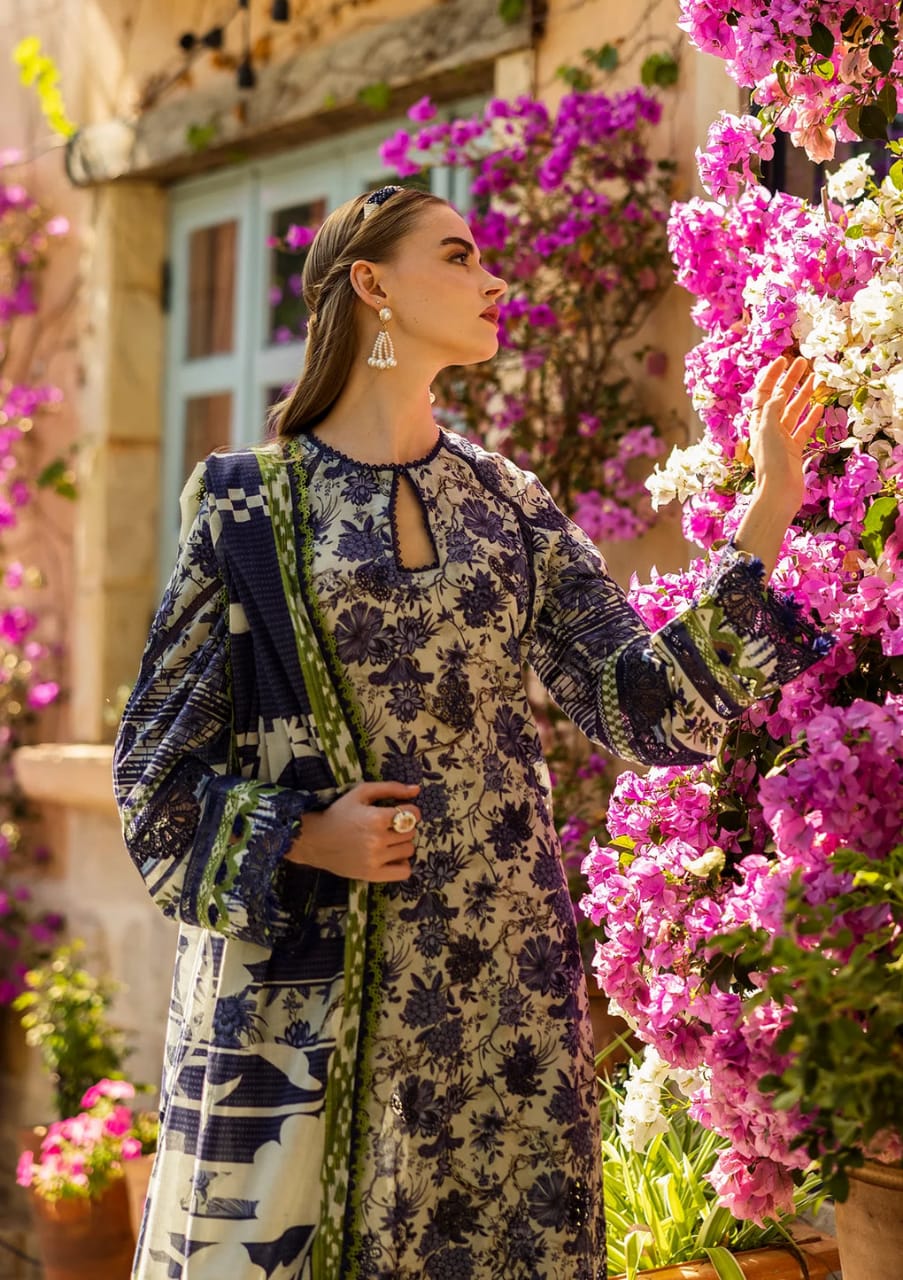 Elaf Blue Skin Lawn Summer Collection Emb 2025 3pc Unstitched