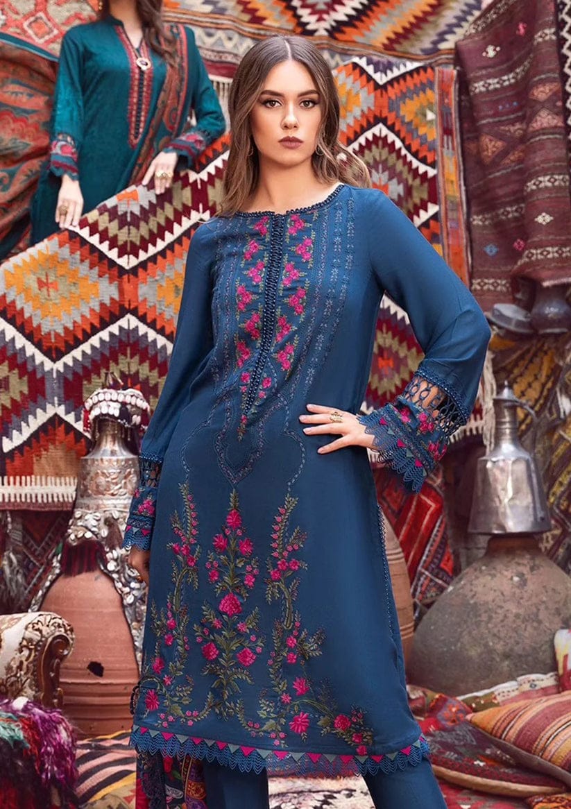 Maria B Dark Blue Pure Lawn Embroidery 3PC