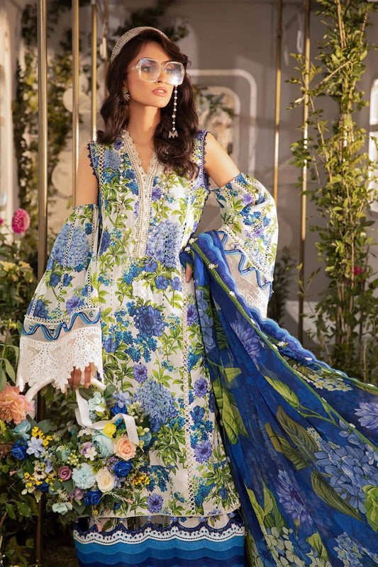 Maria b Blue Print Embroidery Collection New Arrival 3pc
