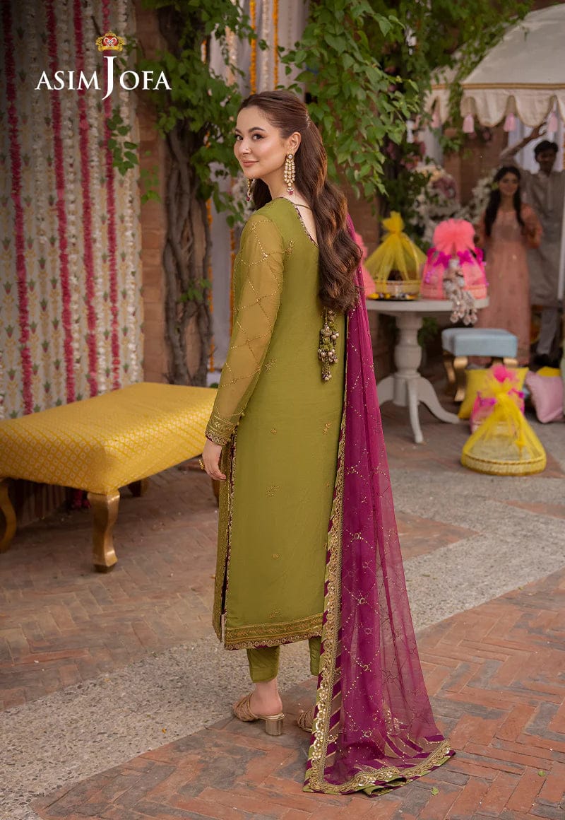 Asim Jofa Green & Pink Chiffon Formal Collection Dress 3pc GoodLuck Collections Asim Jofa Green & Pink Chiffon Formal Collection Dress 3pc GoodLuck Collections