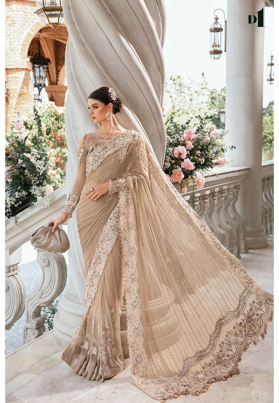 Maria B Wedding Collection Saree Beige New Arrival