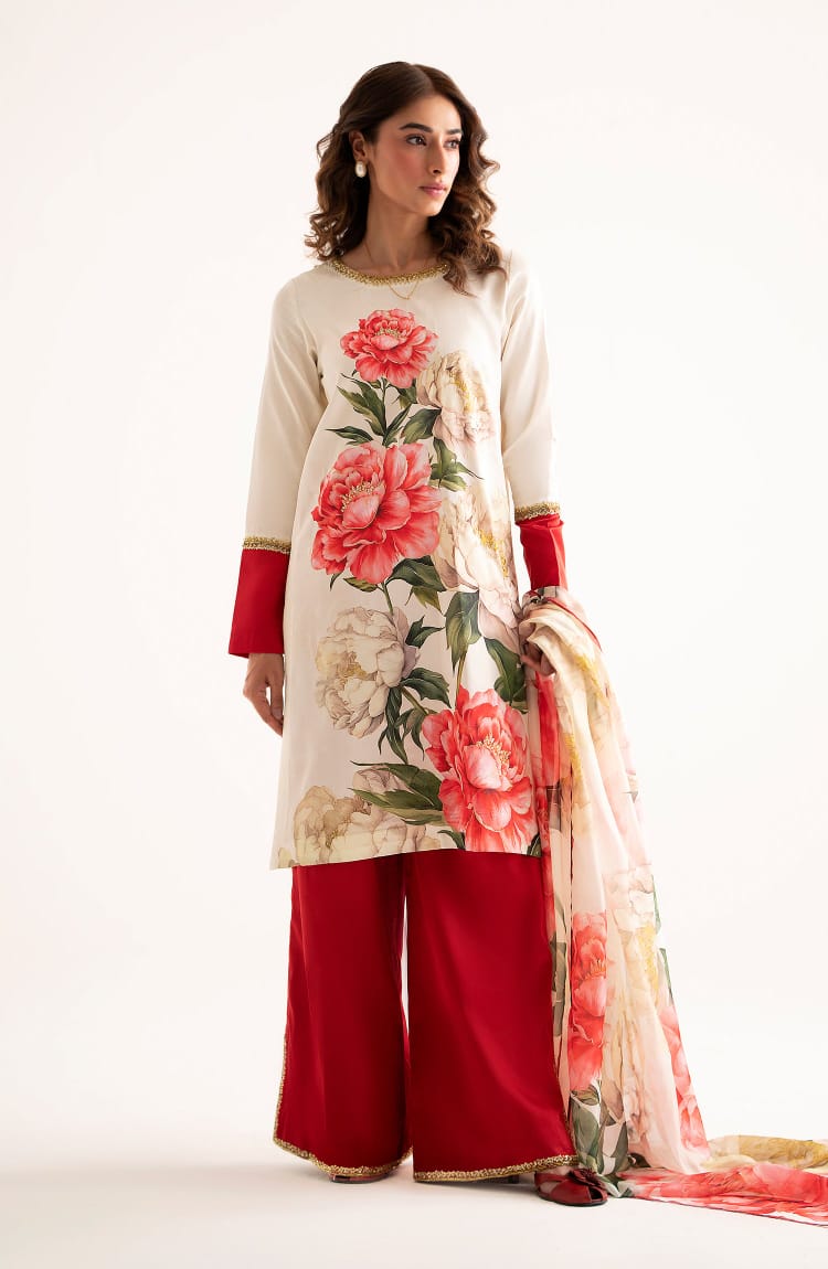 Lulusar Silk Skin Rust Digital Print 3piece Unstitched