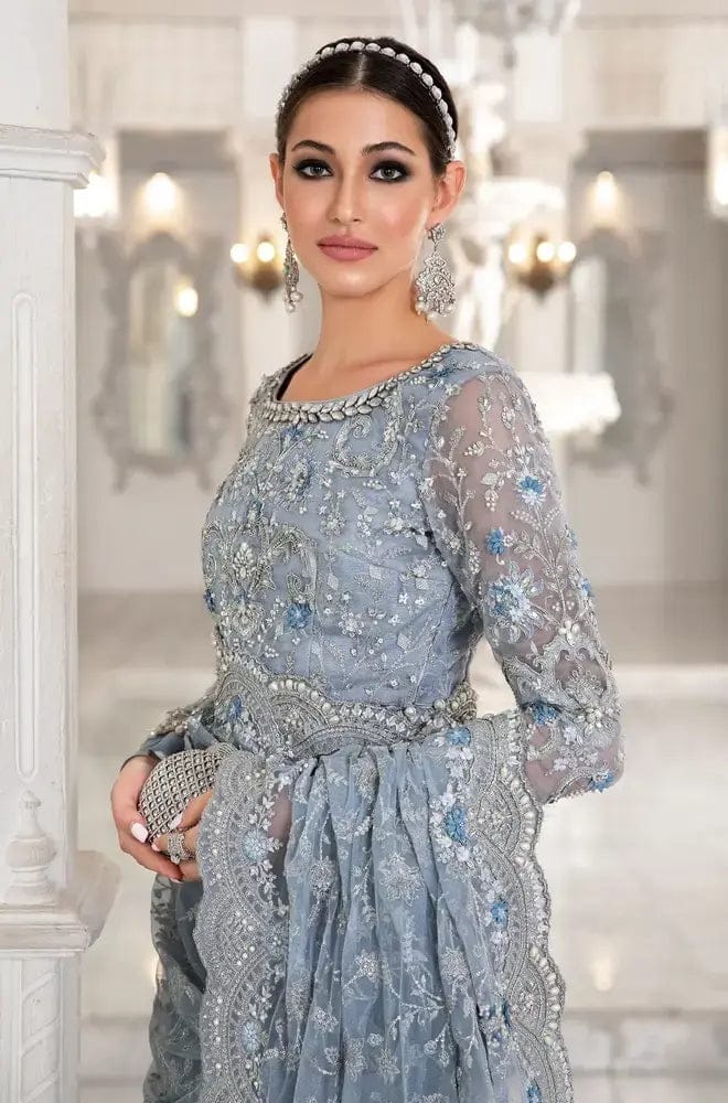 Maria B Wedding Collection Saree Sky Blue New Arrival