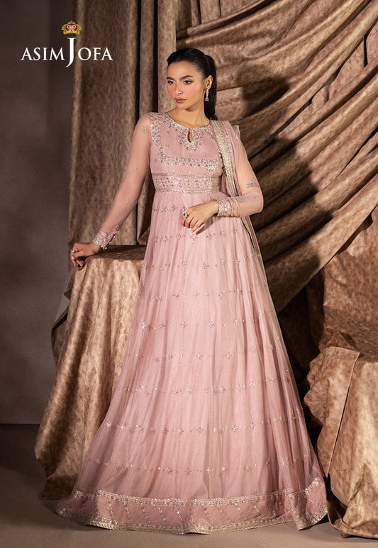 A.J Chiffon Embroidery Frok Pink Formal Collection Unstitched