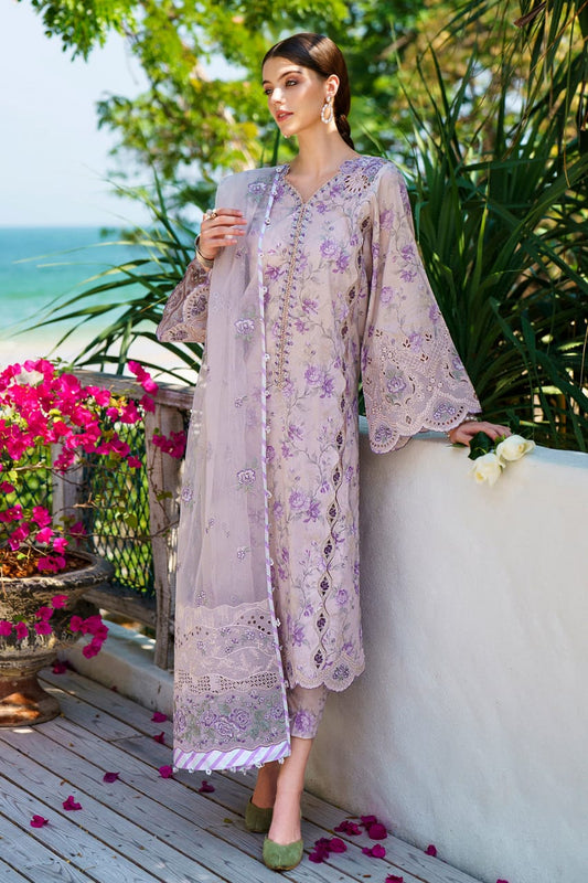 Baroque Purple Full Print Suit Summer Collection Embroidery Dress