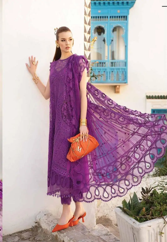 Maria b Purple New Arrival Embroidery Chikankari Dress 3pc